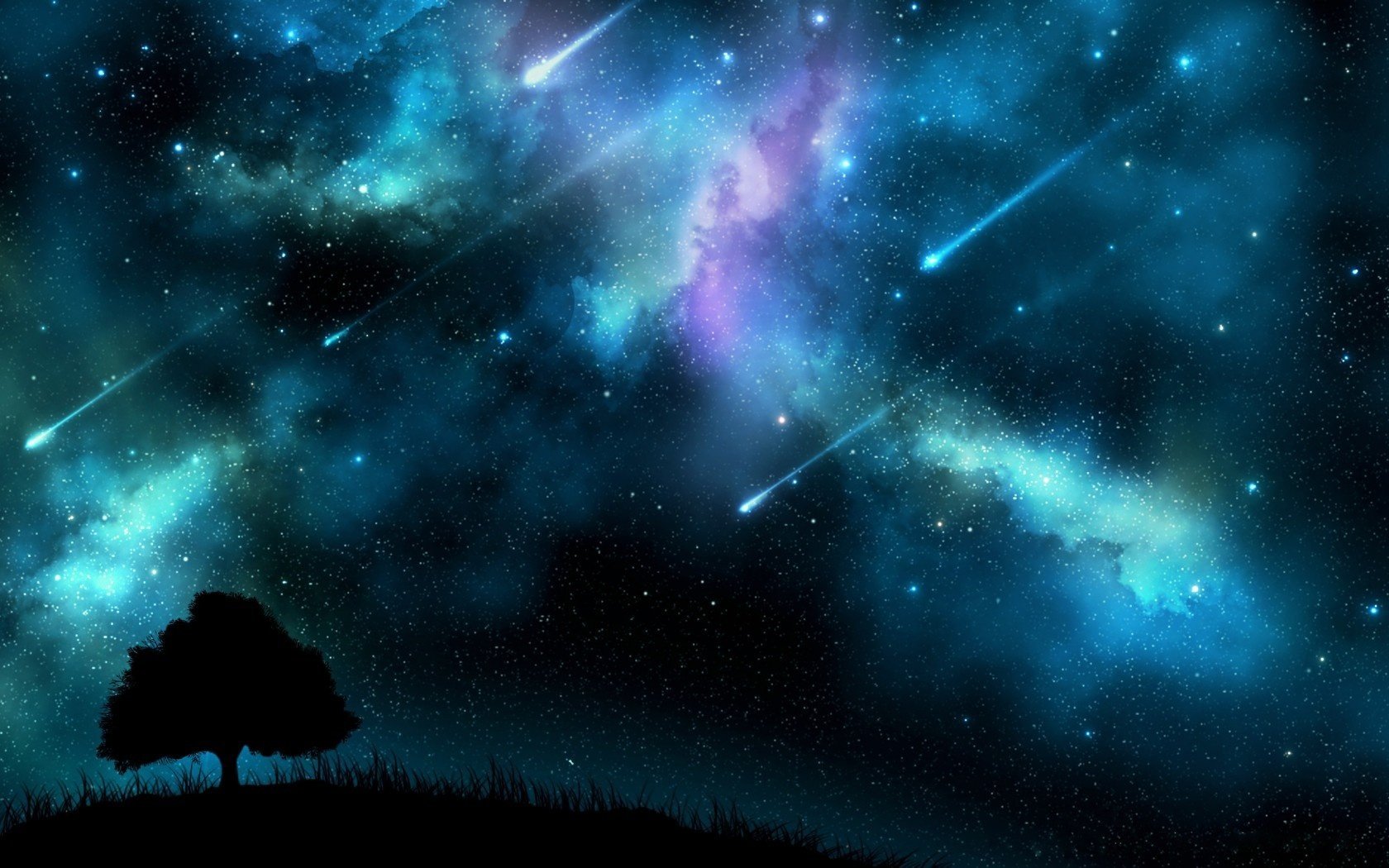 tree night space wallpaper