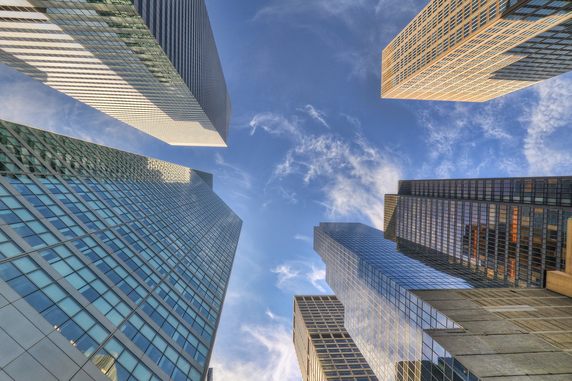 ciudad nueva york casas rascacielos ventanas cielo reflexión