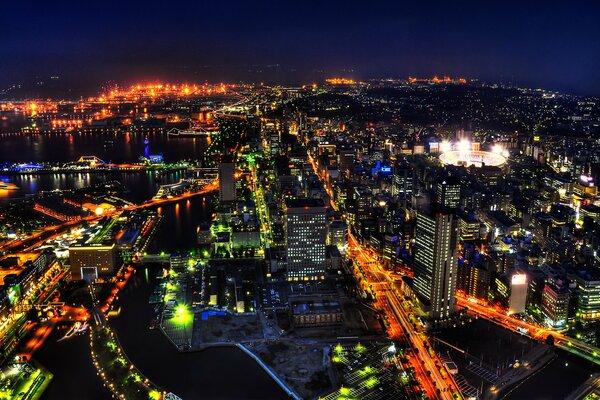 Night Japan top view