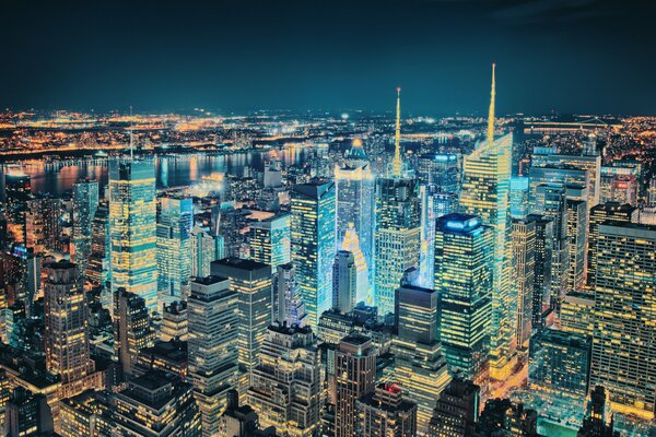 New York is awash in lights in the evening