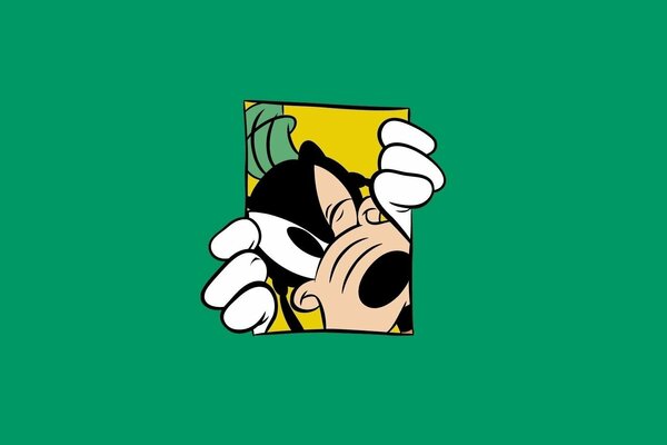 Goofy tries to get out of the green background