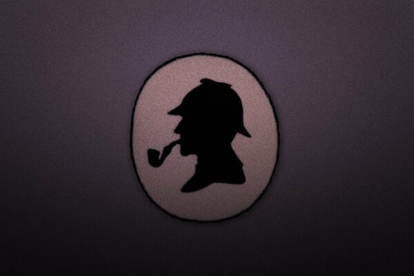 Silhouette von Sherlock Holmes auf einem violetten Hintergrundfilm