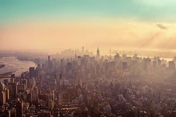 New York, skyscrapers fog