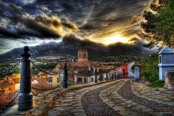 Architecture of the old town , colorful streets