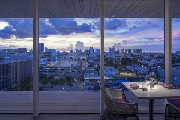 View from the window of the city in the evening