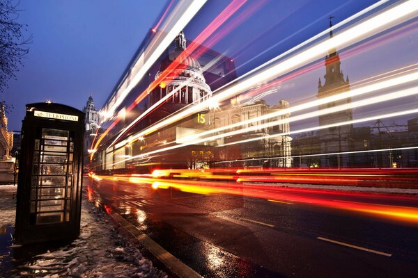 Telephone booth in evening London