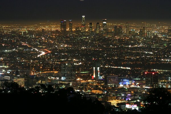 Nachtlichter der Großstadt Kalifornien USA