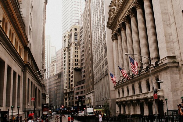 Gebäude und Wolkenkratzer an der New Yorker Wall Street