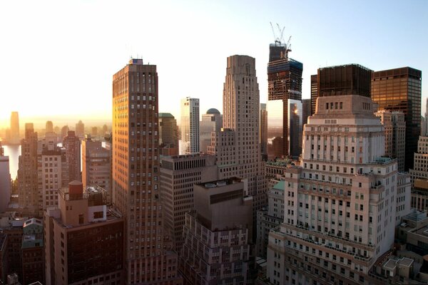 Houses buildings America sunset