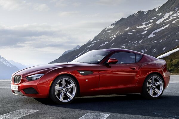 A beautiful bmw z4 coupe in the mountains