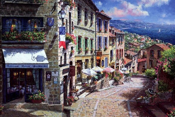 Peinture maison belles fleurs Italie