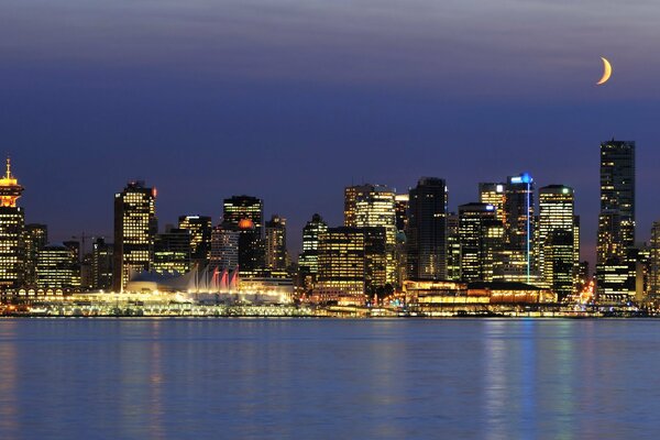 Ocean on the background of the city of Vancouver