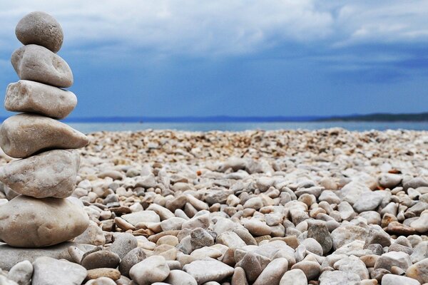 Beautiful photo of stones on the seashore