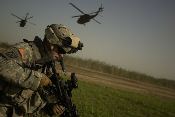 US military soldier with a gun