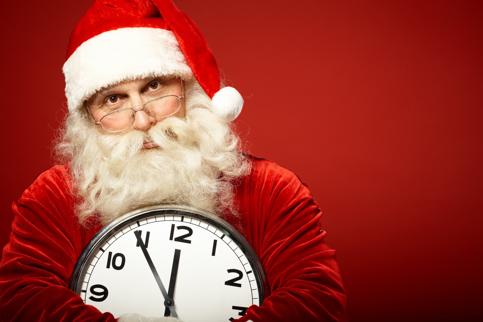 père noël barbe horloge nouvel an lunettes de soleil