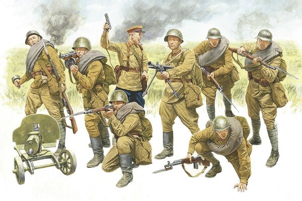 Infantry of the Red Army. Drawing