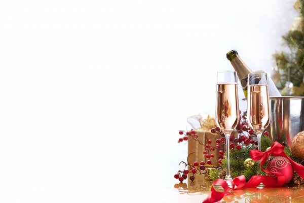 Natale nuovo anno vacanza bicchieri di champagne