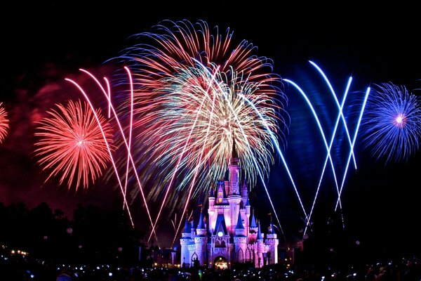 Castillo de Disney en fuegos artificiales