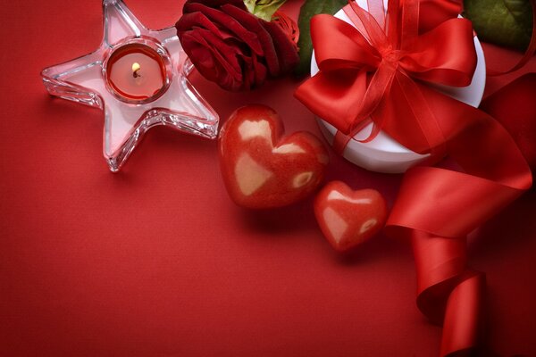 Roses and hearts on Valentine s Day