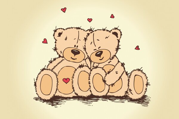 Teddy bears couple love