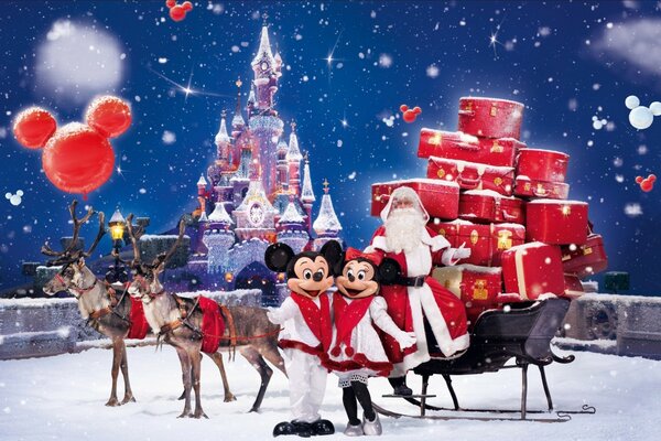 Mickey et Minnie Mouse ont préparé des cadeaux