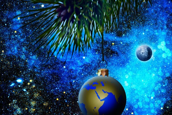 Nuovo anno pianeta albero di Natale palla