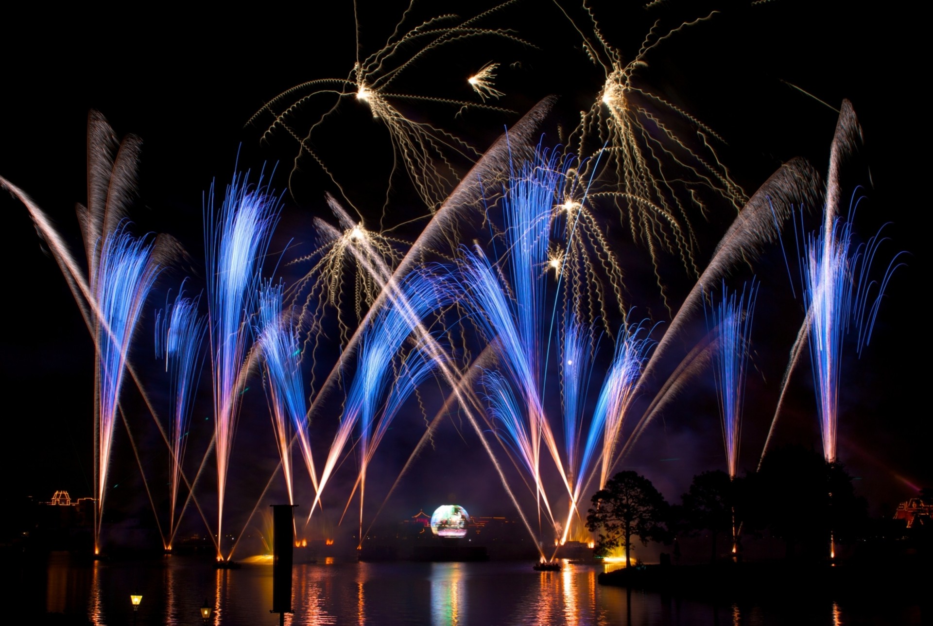 nacht feuerwerk disney magisches königreich weihnachtsdekoration