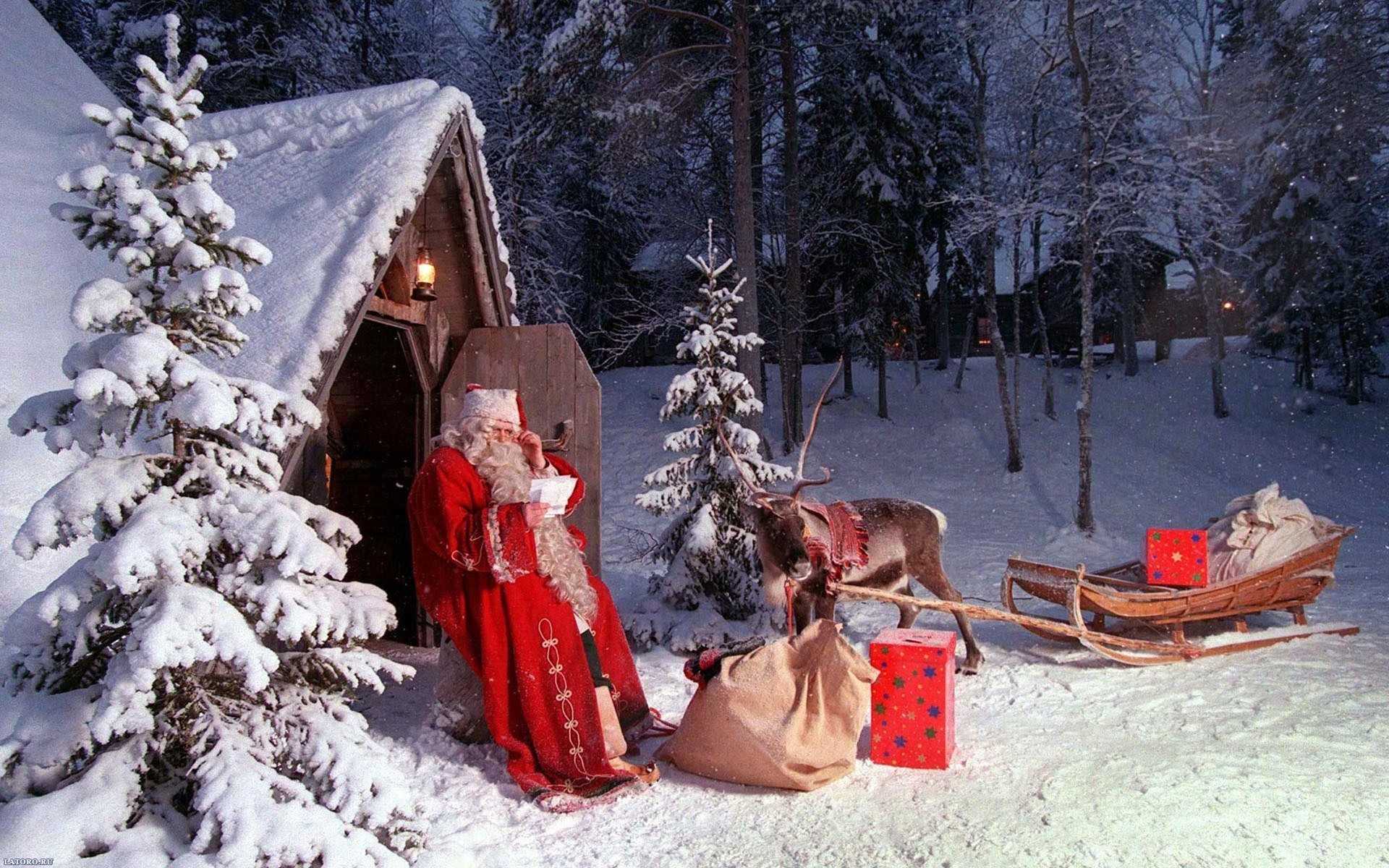 traîneau belle nouvel an renne père noël