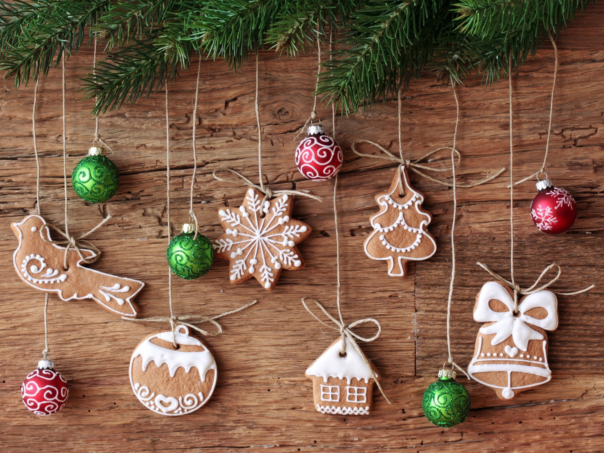 galletas cuerdas vacaciones rama árbol de navidad