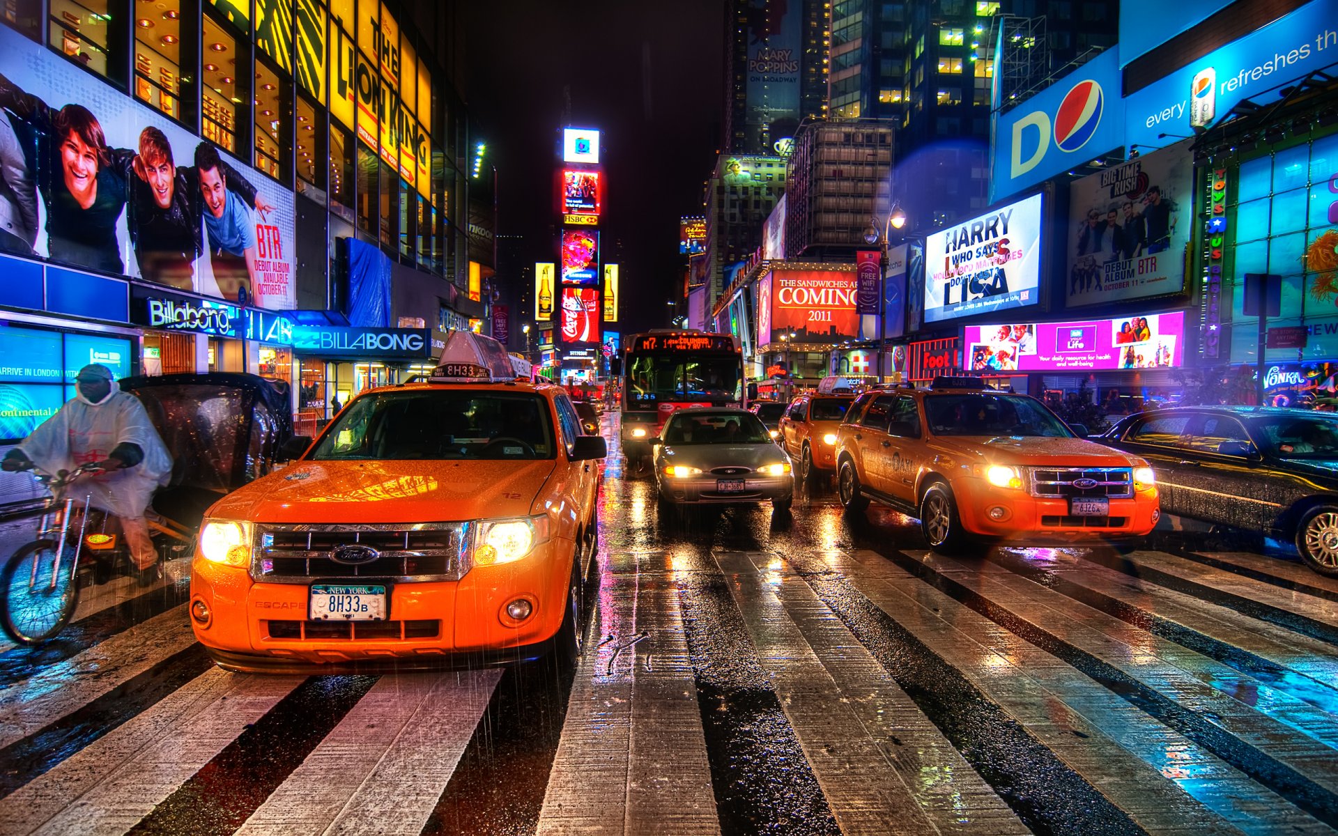 new york états-unis times square rain dance nuit