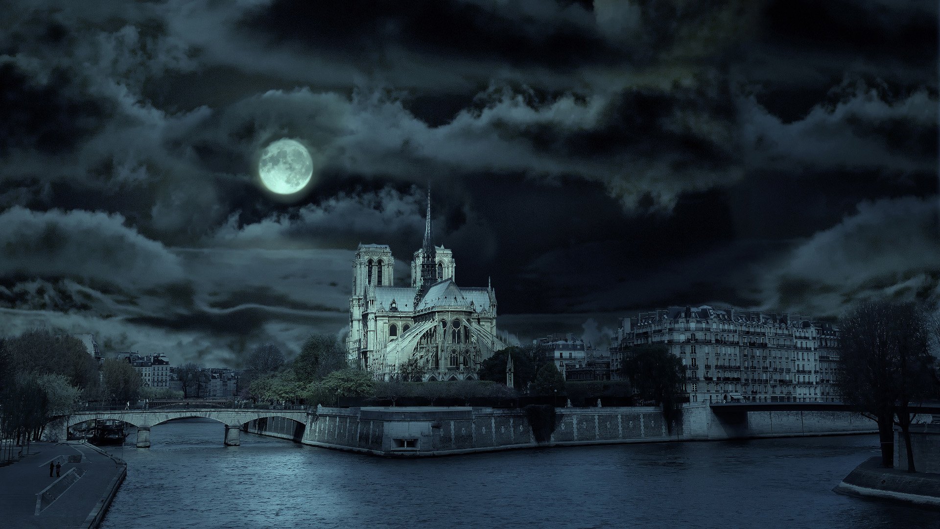 notre dame de paris kathedrale unserer lieben frau von paris notre dame de paris paris frankreich fluss seine brücke monat wolken