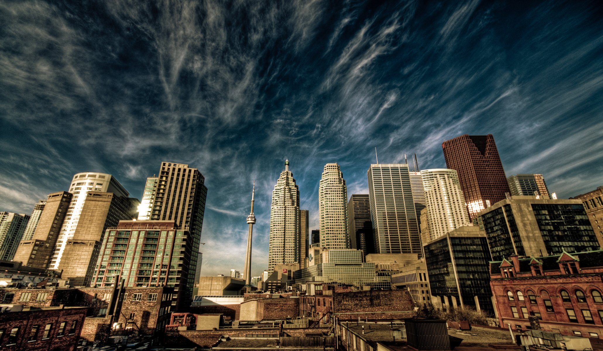 ciudad toronto canadá cielo nubes casas