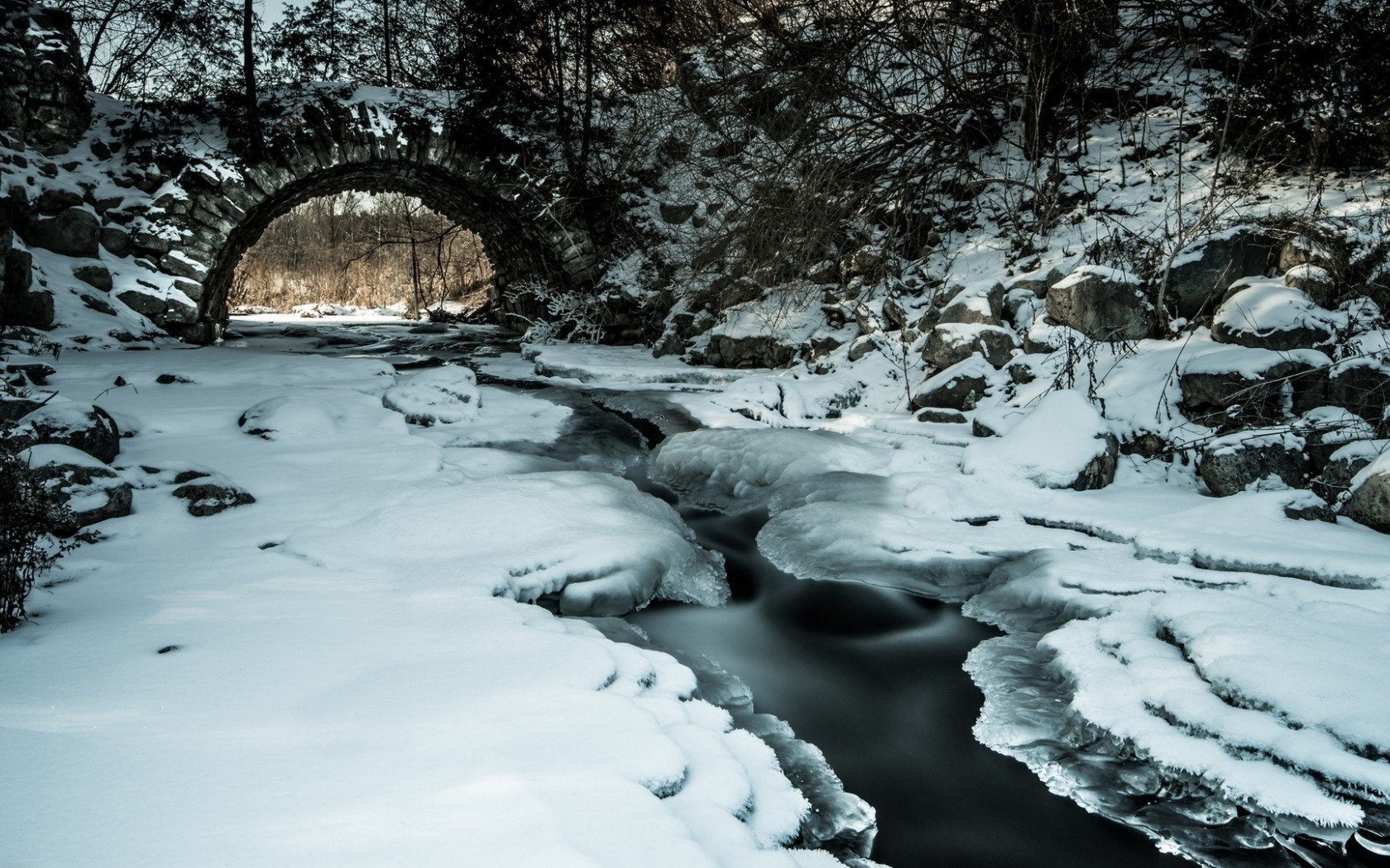 rivière hiver pont