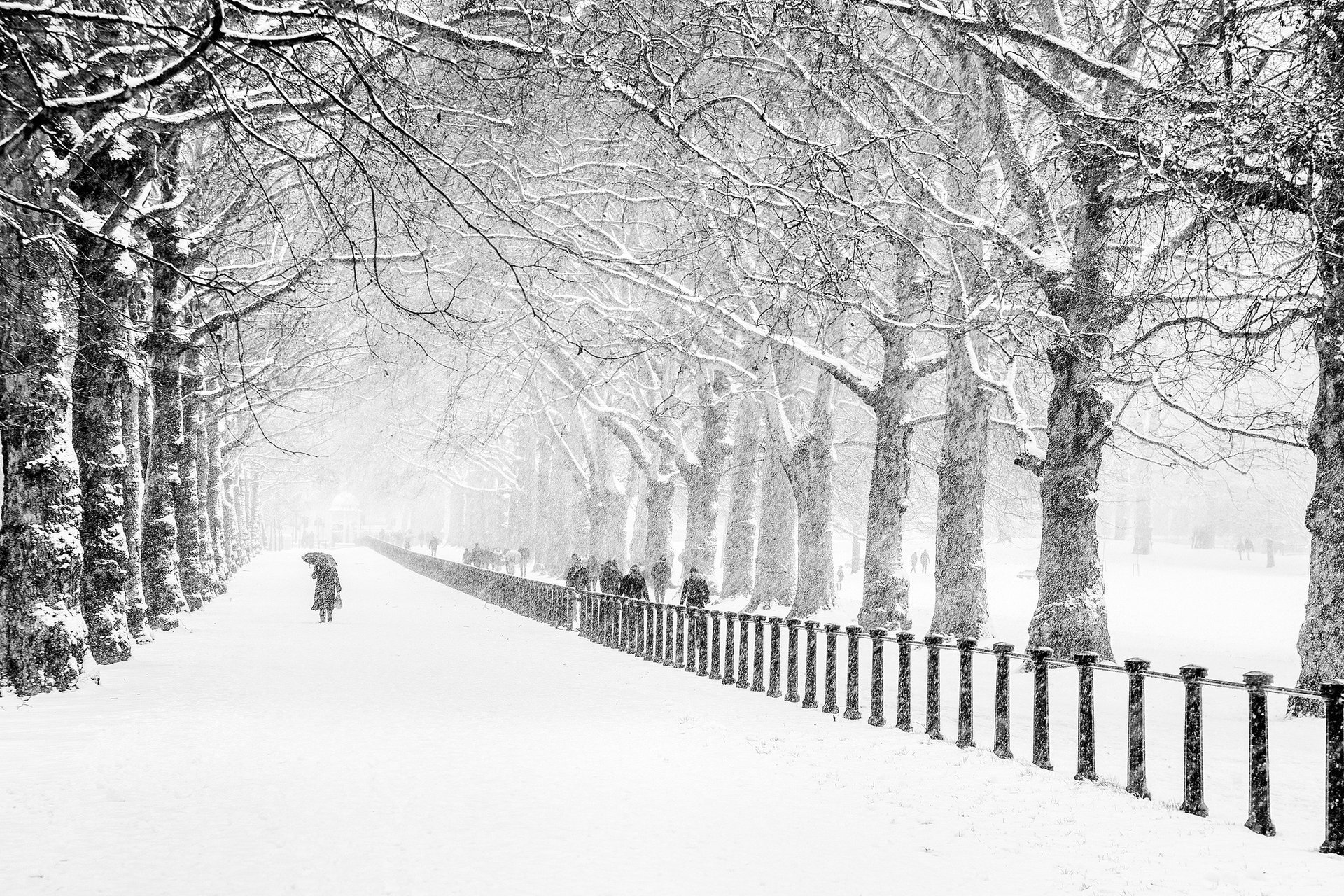 londres hiver neige parc gens ville