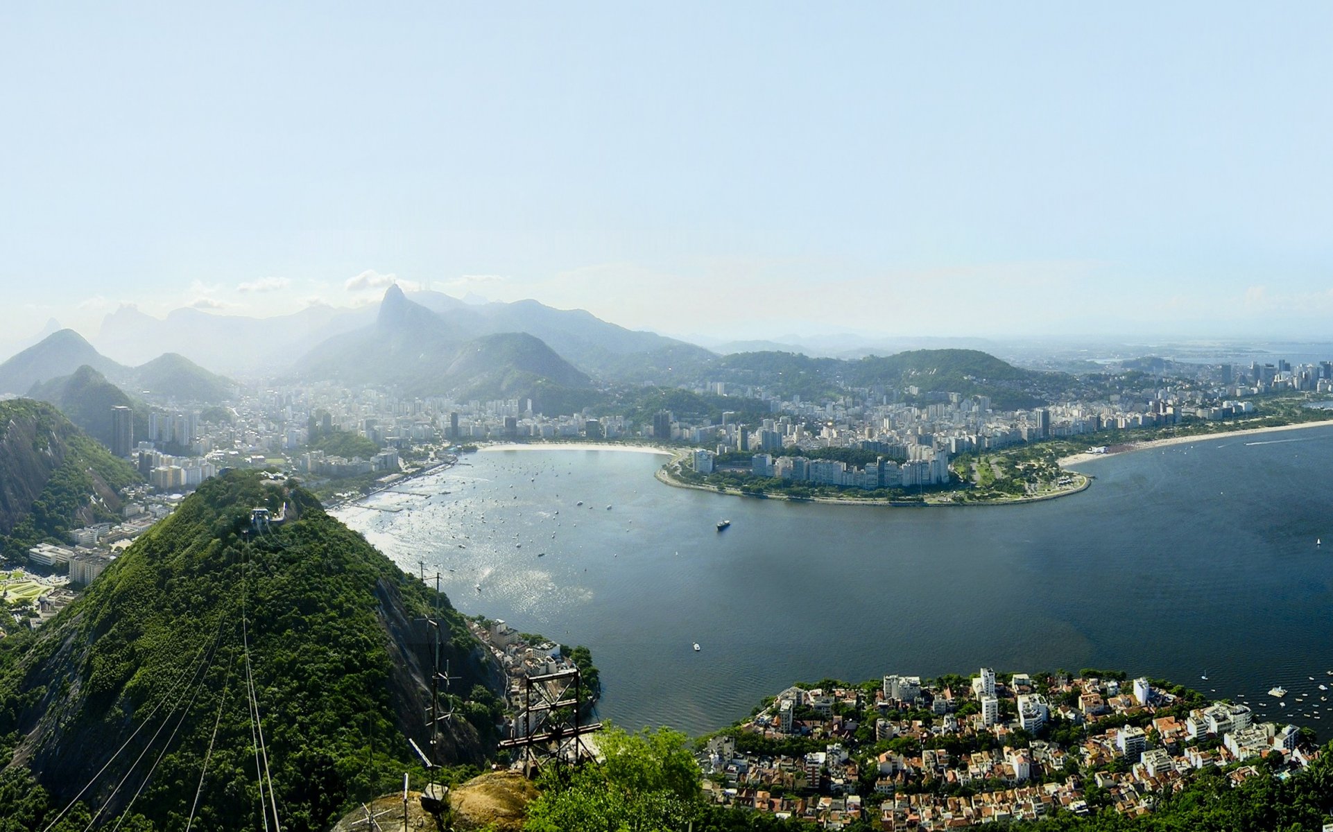 rio de janeiro rio de janeiro brasile baia oceano sity città grattacieli grattacieli traffico foto cielo nuvole carta da parati