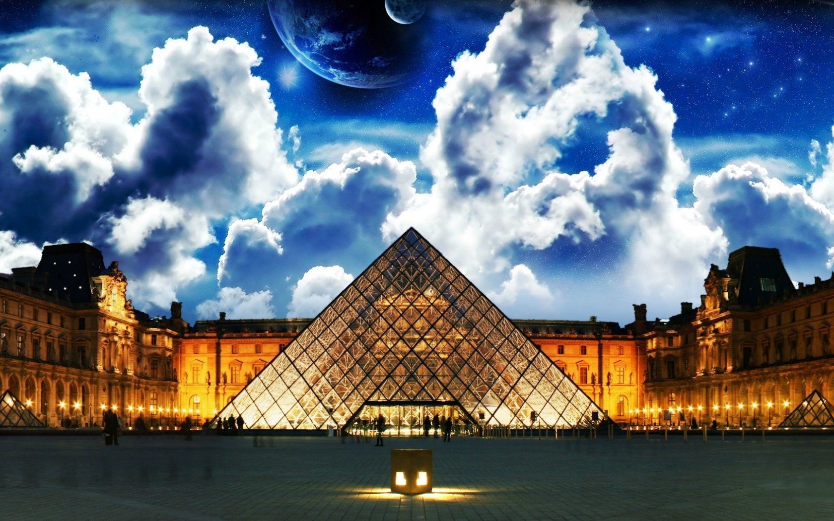 planetas louvre parís cielo noche