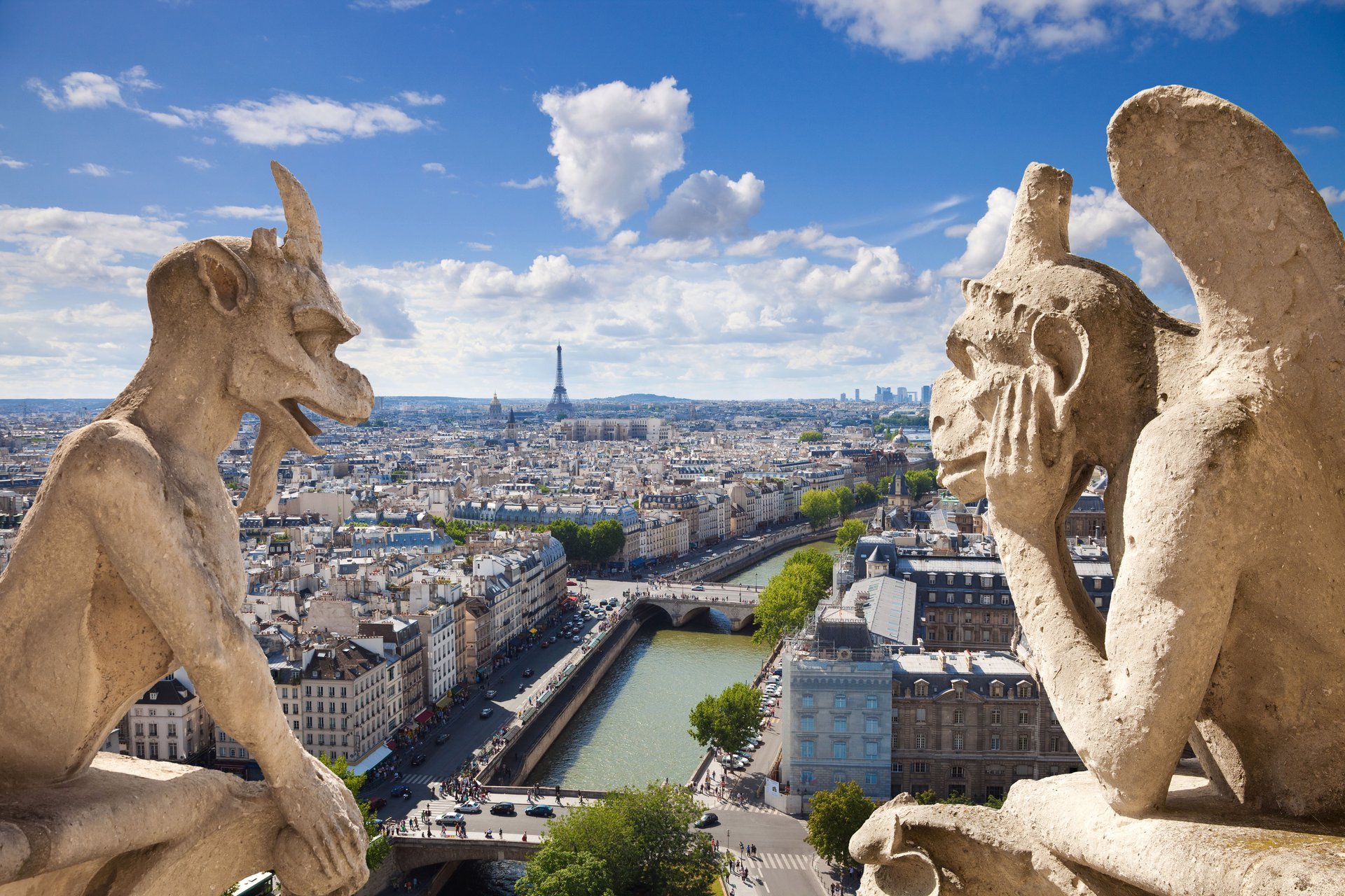 notre dame de paris france notre-dame de paris stage town views panorama gargoyles gothic architecture