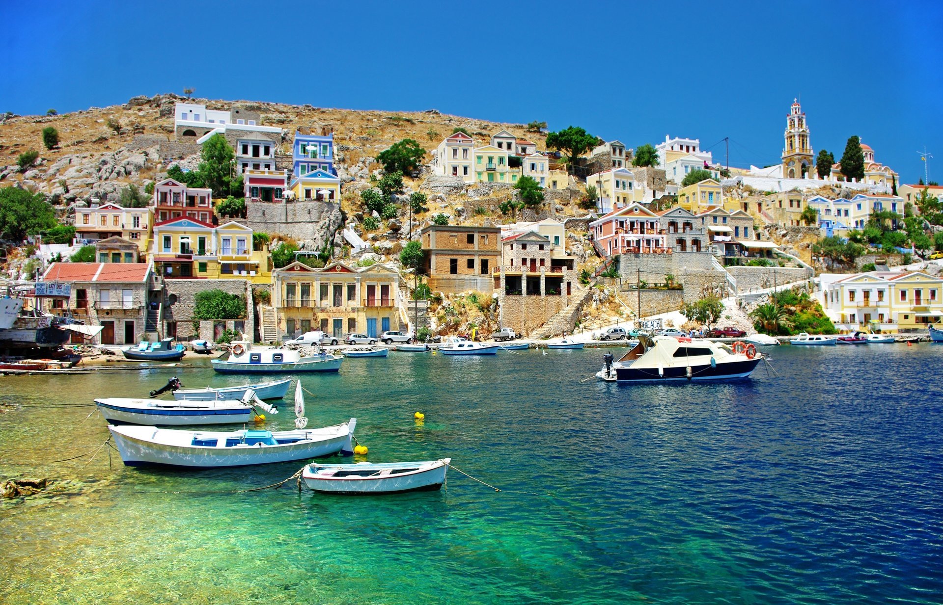 greece sea coast boats houses greece