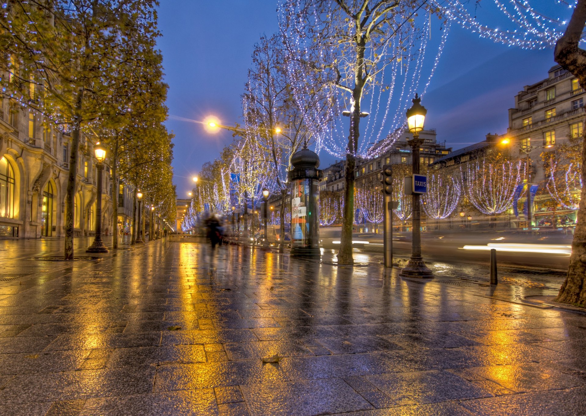 parigi francia strada strada luci carta da parati