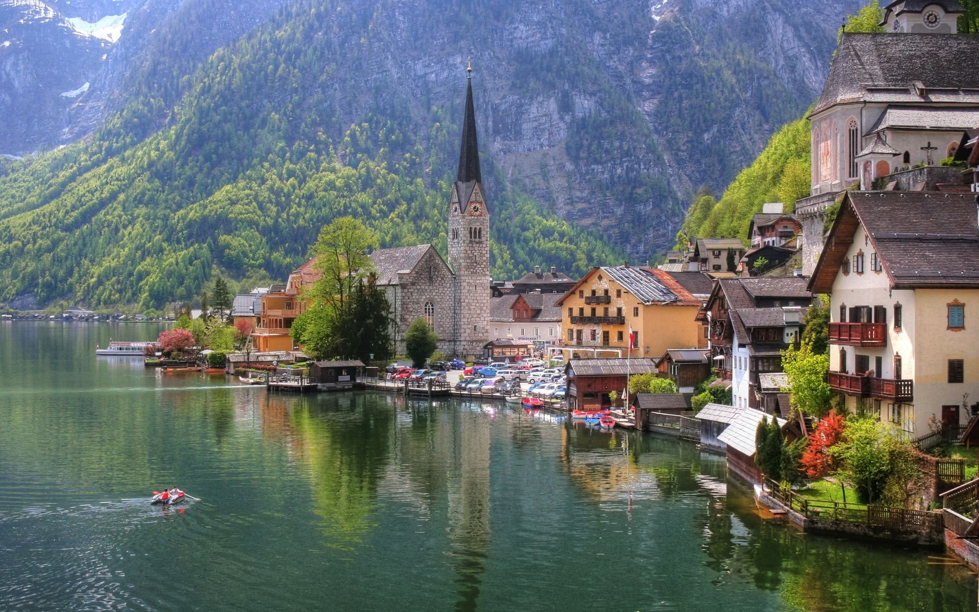 österreich häuser kirche see stadt