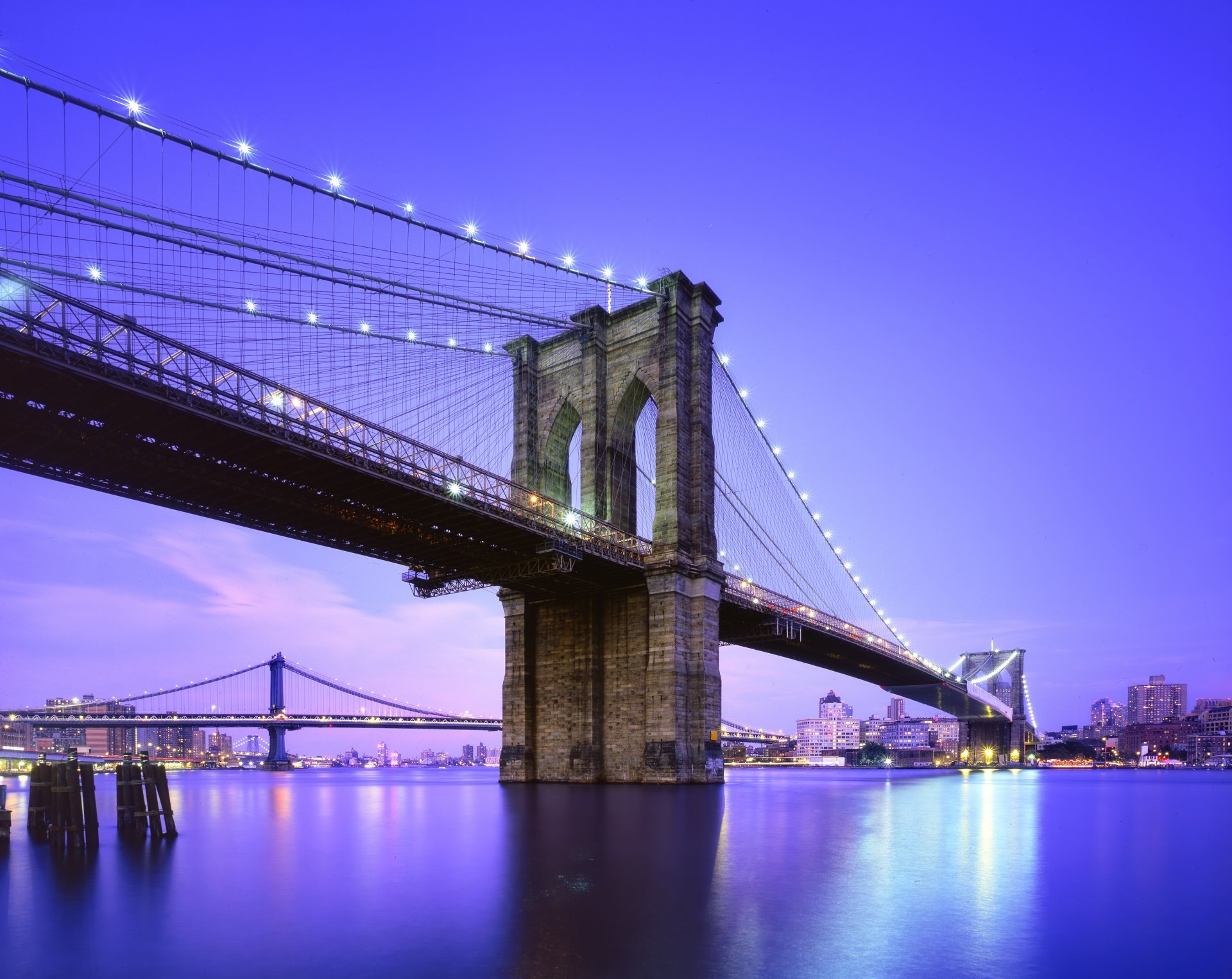 brooklyn bridge twilight new york usa blue hour