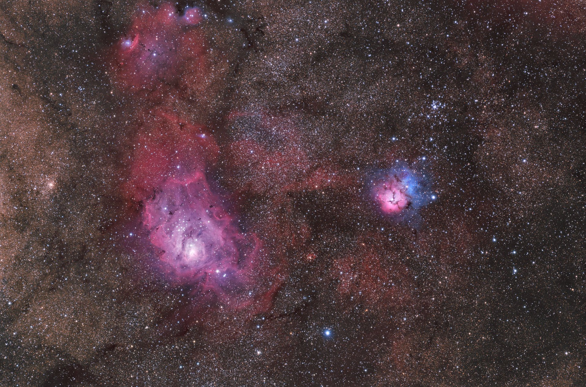 ngc 6559 m20 messier m8 nebel raum