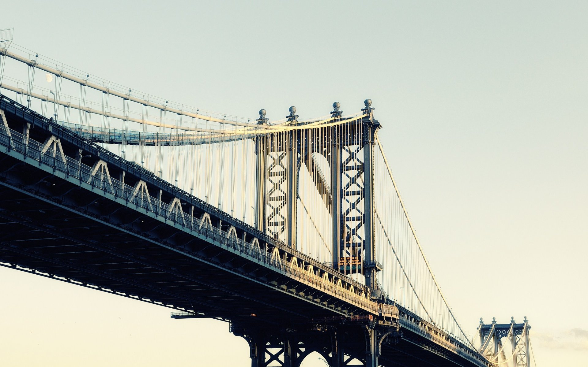 Manhattan bridge moonrise new york USA