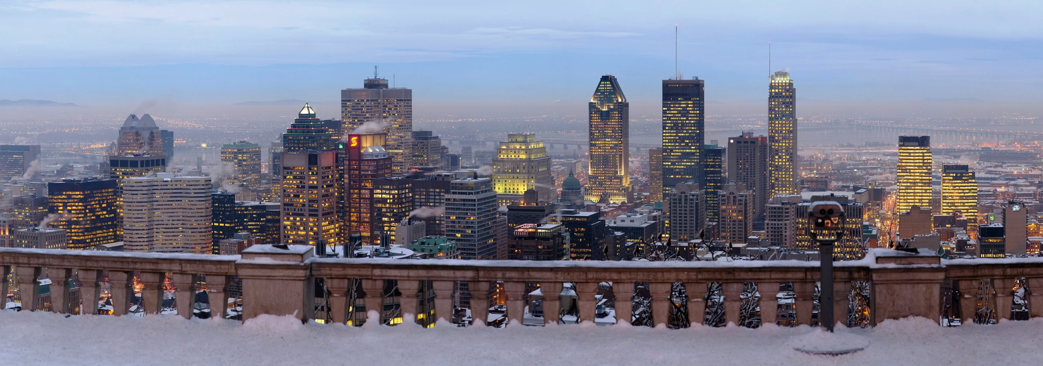 montreal town panorama winter high-rise buildings skyscraper canada