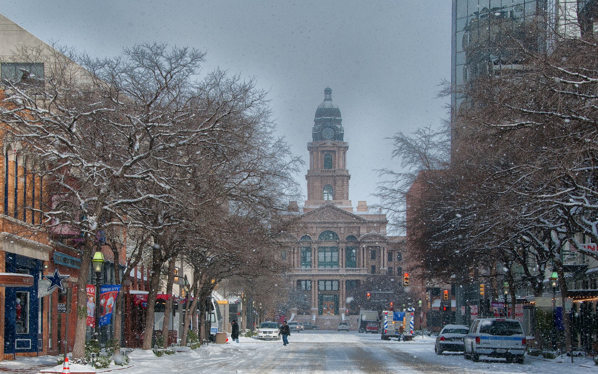 courthouse fort worth texas usa snow