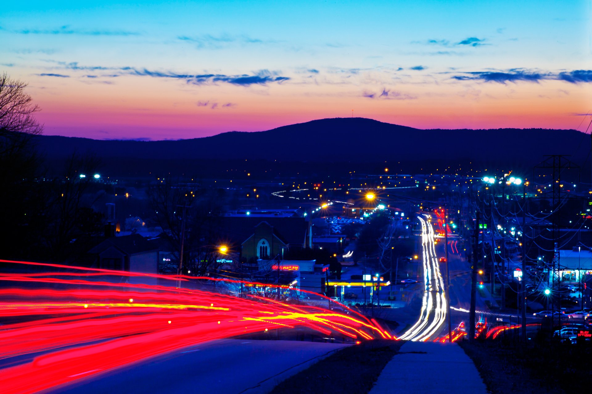 città sera strada luci esposizione