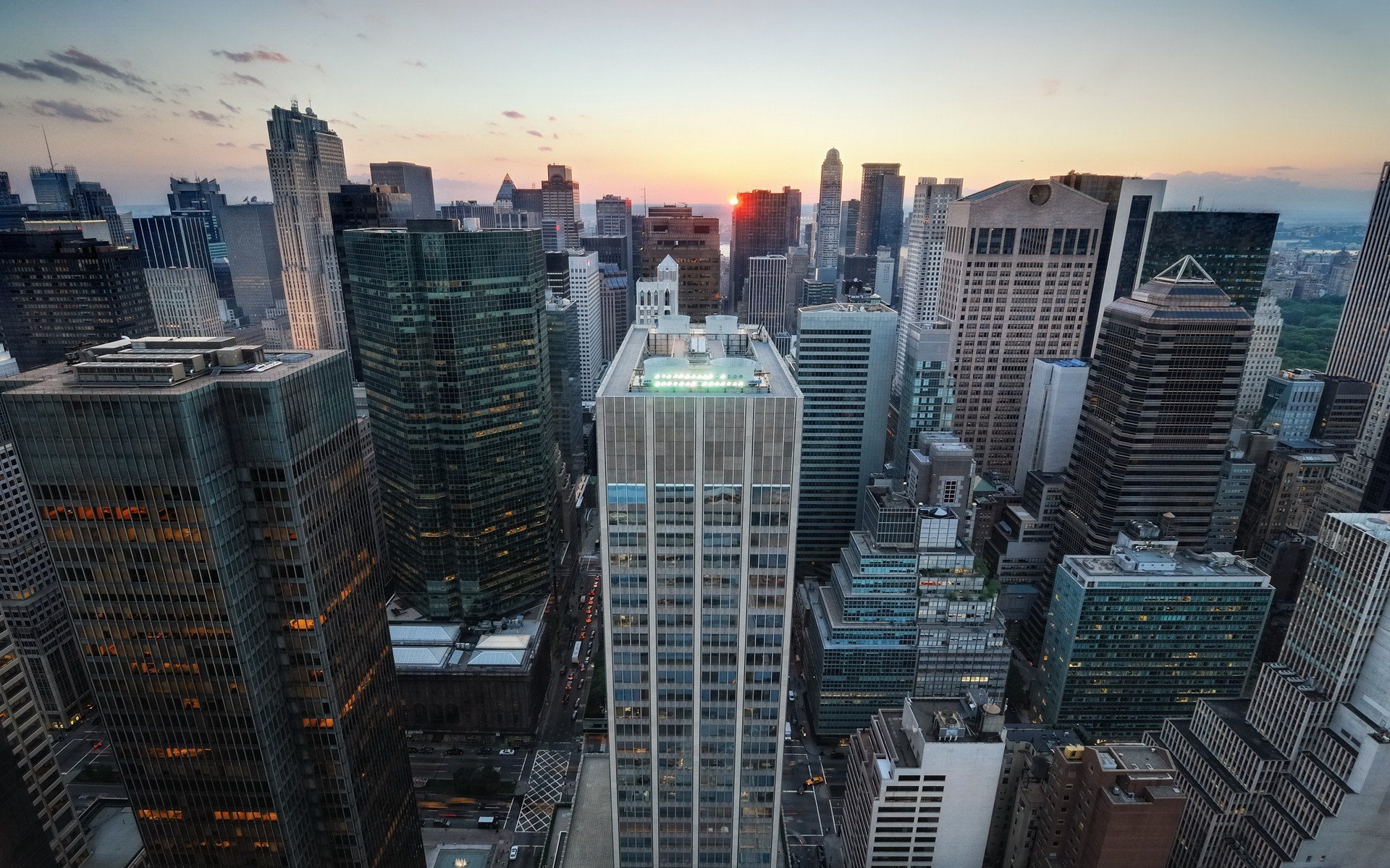 tramonto sopra manhattan new york stati uniti tramonto