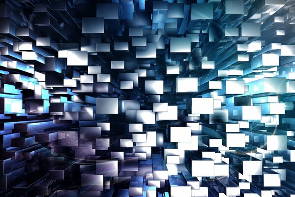 High-tech cubes. abstraction of blue color