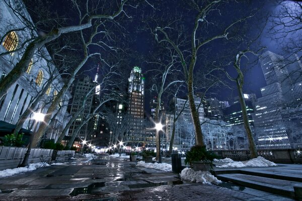 Die Nachtlichter der Stadt New York