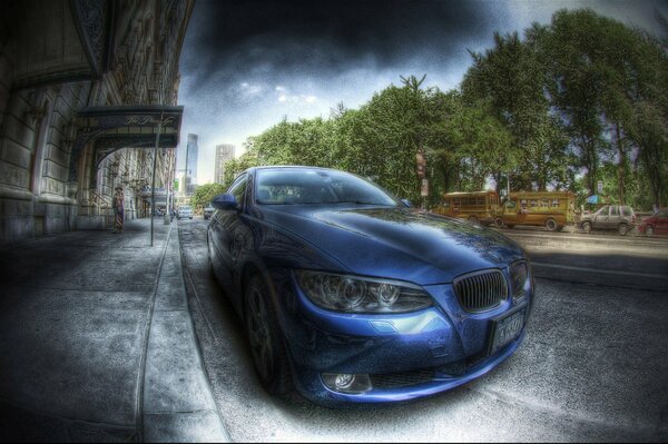 Bmw m3 in città con effetti speciali